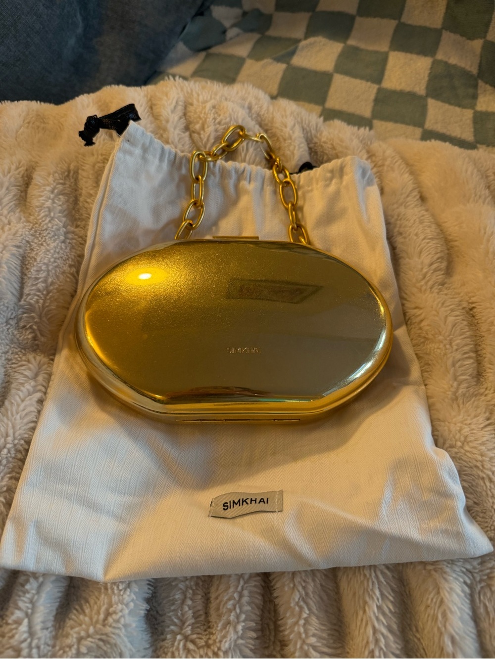 Simkhai Sol Clutch Handbag In Gold with original dust bag - Picture 4 of 7